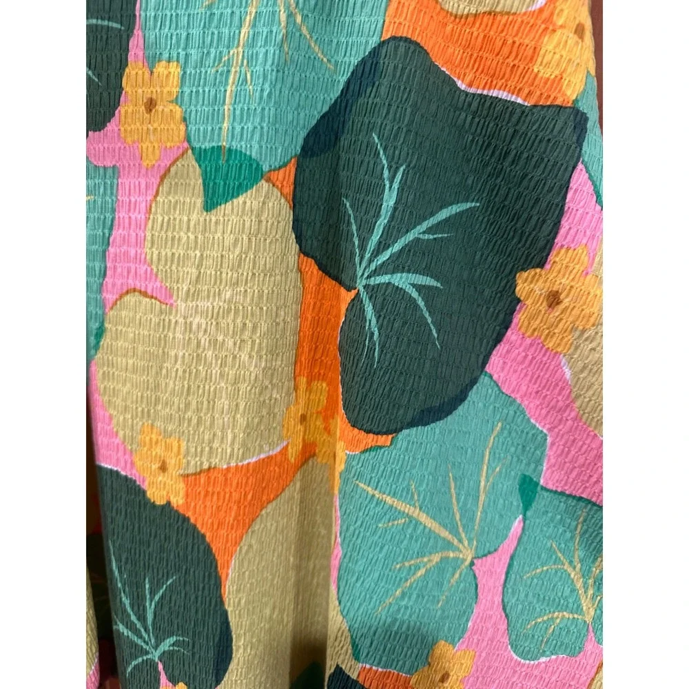 Kate Spade New York Cucumber Floral Swing‎ Dress Green Orange Pink V-Neck Mini 0